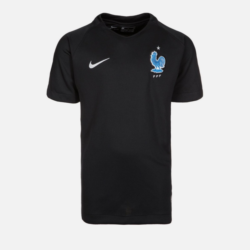 Nike France Soccer Team Black Short Sleeve Jersey with Blue Crest